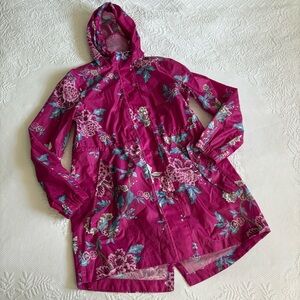 Joules Golightly pink floral raincoat rain jacket hood spring women’s US size 6